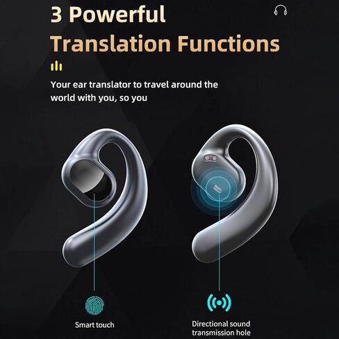 Translator Earphone, Real Time Translation GT01 Language Translator Earbuds 5.3 Noise Reduction for Business Learning (White) in Saudi Arabia