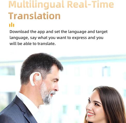 Translator Earphone, Real Time Translation GT01 Language Translator Earbuds 5.3 Noise Reduction for Business Learning (White) in Saudi Arabia