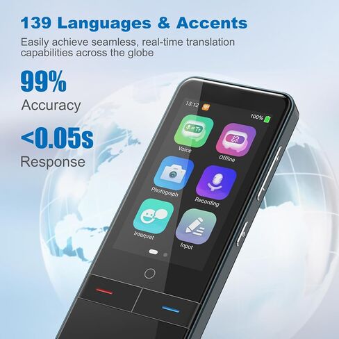 جهاز مترجم اللغة، مترجم فوري ثنائي الاتجاه، مترجم فوري عالي الدقة مع 139 لغة دون اتصال بالإنترنت، ترجمة الصور الصوتية للسفر والأعمال والتعلم in Kuwait