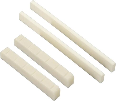 6 String Acoustic Guitar Bridge Saddle Blank & Nut Set - Premium Bone Guitar Parts, Enhanced Guitar Bridge & Saddle, Durable Acoustic Guitar Bridge Pins 2 Sets 4pcs (DJ-0910) in Saudi Arabia