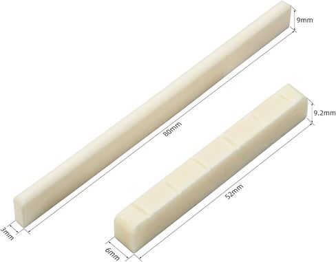 6 String Acoustic Guitar Bridge Saddle Blank & Nut Set - Premium Bone Guitar Parts, Enhanced Guitar Bridge & Saddle, Durable Acoustic Guitar Bridge Pins 2 Sets 4pcs (DJ-0910) in Saudi Arabia