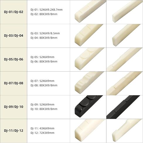 6 String Acoustic Guitar Bridge Saddle Blank & Nut Set - Premium Bone Guitar Parts, Enhanced Guitar Bridge & Saddle, Durable Acoustic Guitar Bridge Pins 2 Sets 4pcs (DJ-0910) in Saudi Arabia