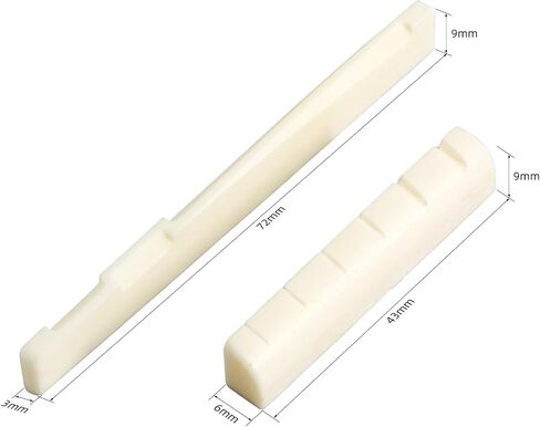 6 String Acoustic Guitar Bridge Saddle Blank & Nut Set - Premium Bone Guitar Parts, Enhanced Guitar Bridge & Saddle, Durable Acoustic Guitar Bridge Pins 2 Sets 4pcs (DJ-0910) in Saudi Arabia