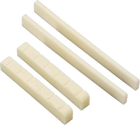 6 String Acoustic Guitar Bridge Saddle Blank & Nut Set - Premium Bone Guitar Parts, Enhanced Guitar Bridge & Saddle, Durable Acoustic Guitar Bridge Pins 2 Sets 4pcs (DJ-0910) in Saudi Arabia