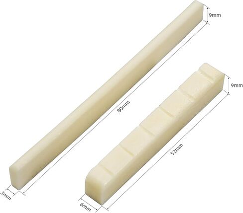 6 String Acoustic Guitar Bridge Saddle Blank & Nut Set - Premium Bone Guitar Parts, Enhanced Guitar Bridge & Saddle, Durable Acoustic Guitar Bridge Pins 2 Sets 4pcs (DJ-0910) in Saudi Arabia