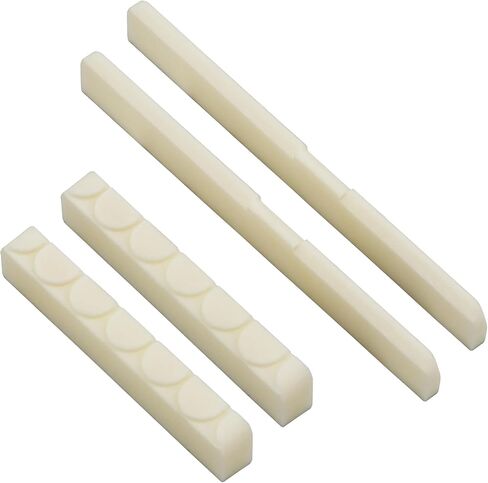 6 String Acoustic Guitar Bridge Saddle Blank & Nut Set - Premium Bone Guitar Parts, Enhanced Guitar Bridge & Saddle, Durable Acoustic Guitar Bridge Pins 2 Sets 4pcs (DJ-0910) in Saudi Arabia