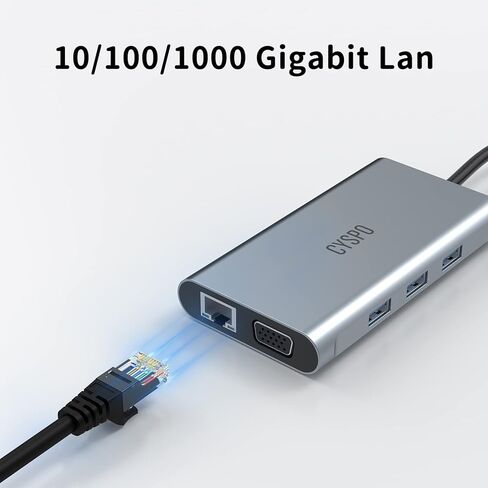 موزع USB C، محطة إرساء للكمبيوتر المحمول USB C، قاعدة توصيل USB C 9 في 1 مع HDMI 4K، VGA، 3 منافذ USB 3.0، 100 وات PD، جيجابت إيثرنت، قارئ بطاقة SD/TF، ​​دونجل من النوع C متوافق مع MacBook/Dell/HP/ لينوفو وأكثر in Kuwait