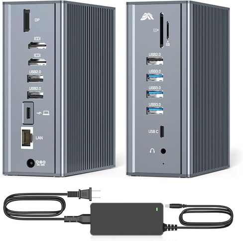 محطة إرساء الكمبيوتر المحمول MEMDOCK شاشة مزدوجة مع مصدر طاقة، محطة إرساء USB C لأجهزة الكمبيوتر المحمول HP/Dell، قاعدة USB C ومنفذي HDMI، منفذ DisplayPort، 7 USB، SD/TF، ​​جيجابت إيثرنت in Saudi Arabia