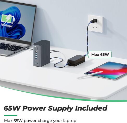 محطة إرساء الكمبيوتر المحمول MEMDOCK شاشة مزدوجة مع مصدر طاقة، محطة إرساء USB C لأجهزة الكمبيوتر المحمول HP/Dell، قاعدة USB C ومنفذي HDMI، منفذ DisplayPort، 7 USB، SD/TF، ​​جيجابت إيثرنت in Saudi Arabia