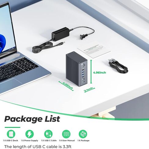 محطة إرساء الكمبيوتر المحمول MEMDOCK شاشة مزدوجة مع مصدر طاقة، محطة إرساء USB C لأجهزة الكمبيوتر المحمول HP/Dell، قاعدة USB C ومنفذي HDMI، منفذ DisplayPort، 7 USB، SD/TF، ​​جيجابت إيثرنت in Saudi Arabia
