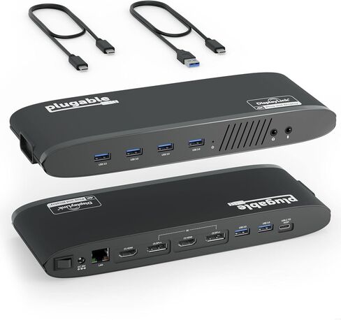 محطة إرساء كمبيوتر محمول عالمية قابلة للتوصيل، شاشة مزدوجة 4K، منفذ DisplayPort أو HDMI، أجهزة كمبيوتر محمولة تعمل بنظام Windows Mac أو ChromeOS، USB-C أو USB 3.0، تضيف شاشتين، إيثرنت، صوت، 6 منافذ USB in Saudi Arabia