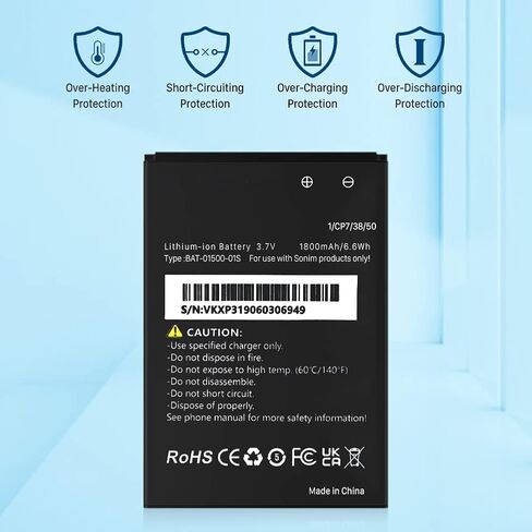 بطارية SHENMZ 1800 مللي أمبير XP3، (ترقية جديدة 2024) بطارية بديلة جديدة ذات سعة عالية 0 دورة لهاتف Sonim XP3800 طراز الهاتف: BAT-01500-01S in Saudi Arabia
