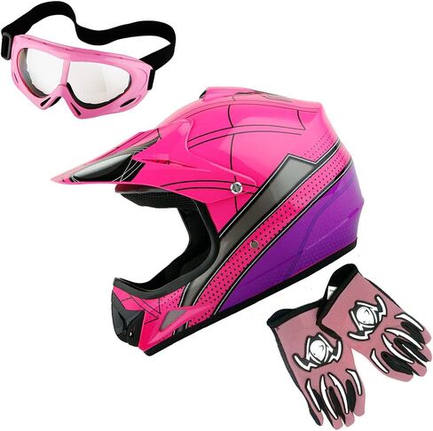 WOW Youth Kids Motocross BMX MX ATV Dirt Bike Dianasour Helmet Dragon + Goggles + Martian Youth Glove Bundle: HJOY MG Bundle in Kuwait