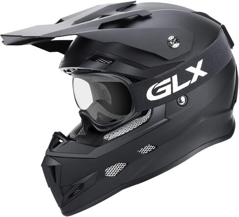 GLX GX623 DOT Kids Youth ATV Off-Road Dirt Bike Motocross Motorcycle Full Face Helmet Combo Gloves Goggles for Boys & Girls (Matte Black, Large) in Saudi Arabia