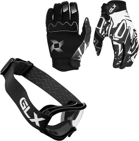 GLX GX623 DOT Kids Youth ATV Off-Road Dirt Bike Motocross Motorcycle Full Face Helmet Combo Gloves Goggles for Boys & Girls (Matte Black, Large) in Saudi Arabia