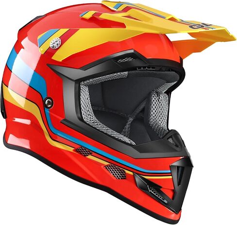 GLX GX623 DOT Kids Youth ATV Off-Road Dirt Bike Motocross Motorcycle Full Face Helmet Combo Gloves Goggles for Boys & Girls (Matte Black, Large) in Saudi Arabia