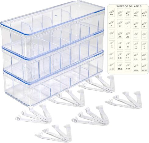 Set of 3 Cable Organizer Box W/Labels-Cord Organizer Box - Charger Box Organizer Stackable W/Lids-Cord Organizer Junk Drawer- Cord Storage Box for Desk -Cable Organizer case - Cord Organizer Case. in Saudi Arabia