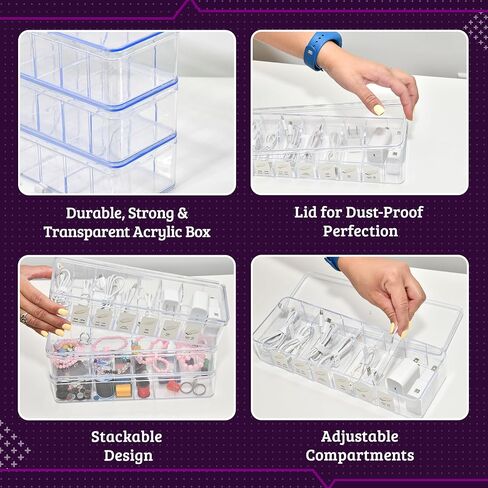 Set of 3 Cable Organizer Box W/Labels-Cord Organizer Box - Charger Box Organizer Stackable W/Lids-Cord Organizer Junk Drawer- Cord Storage Box for Desk -Cable Organizer case - Cord Organizer Case. in Saudi Arabia
