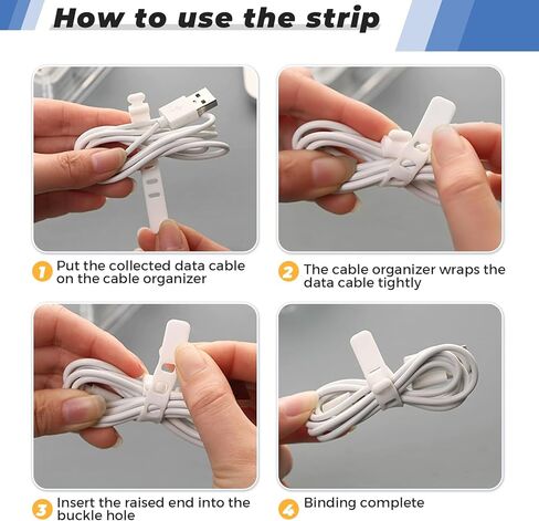 DLOnline Cable Management Box, Plastic Cable Storage Box, Electronics Organizer Box with 8 Compartments, Wire Ties and Sort Stickers, for Cable, Recharger, 10.4 x 3.9 x 3.0 inches, Transparent in Kuwait