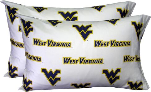 زوج غطاء وسادة College Covers West Virginia Mountaineers - أبيض (يتضمن 2 كيس وسادة قياسي) in Saudi Arabia