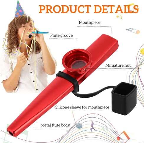 36 قطعة من الكازو للأطفال والكبار، كازوز معدني مع أغشية فلوت وسترة غبار، رفيق آلة الكازو الموسيقية للقيثارة والكمان والجيتار ولوحة مفاتيح البيانو وهدية لمحبي الموسيقى، 6 ألوان in Kuwait