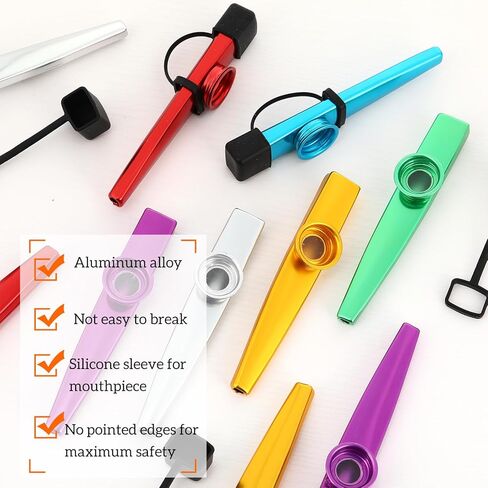 36 قطعة من الكازو للأطفال والكبار، كازوز معدني مع أغشية فلوت وسترة غبار، رفيق آلة الكازو الموسيقية للقيثارة والكمان والجيتار ولوحة مفاتيح البيانو وهدية لمحبي الموسيقى، 6 ألوان in Kuwait