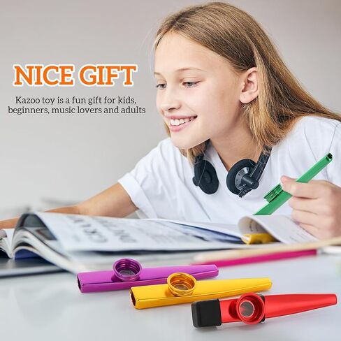 36 قطعة من الكازو للأطفال والكبار، كازوز معدني مع أغشية فلوت وسترة غبار، رفيق آلة الكازو الموسيقية للقيثارة والكمان والجيتار ولوحة مفاتيح البيانو وهدية لمحبي الموسيقى، 6 ألوان in Kuwait