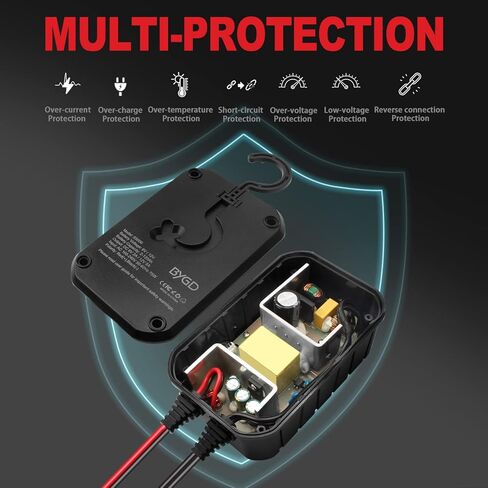 5 Amp Car Battery Charger Automotive Battery Maintainer 6V/12V Trickle Charger with Memory Function, Battery Desulfator for 2-120Ah Batteries, Smart Charger with Hook for LIPO, AGM, Gel, CA, Wet etc. in Kuwait