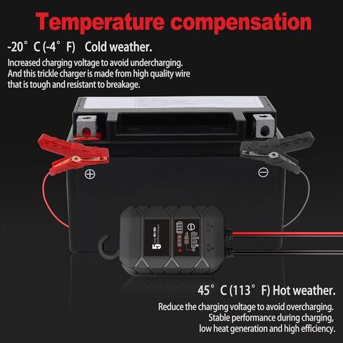 5 Amp Car Battery Charger Automotive Battery Maintainer 6V/12V Trickle Charger with Memory Function, Battery Desulfator for 2-120Ah Batteries, Smart Charger with Hook for LIPO, AGM, Gel, CA, Wet etc. in Kuwait