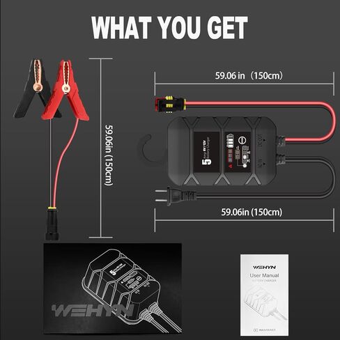 5 Amp Car Battery Charger Automotive Battery Maintainer 6V/12V Trickle Charger with Memory Function, Battery Desulfator for 2-120Ah Batteries, Smart Charger with Hook for LIPO, AGM, Gel, CA, Wet etc. in Kuwait