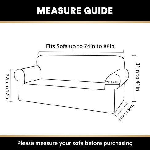 PrinceDeco Couch Covers for 3 Cushion Couch 1-Piece Stretch Sofa Slipcovers Furniture Protector Sofa Covers with Non Slip Elastic Bottom Dogs Pet Friendly Fitted (Sofa, Caramel) in Kuwait