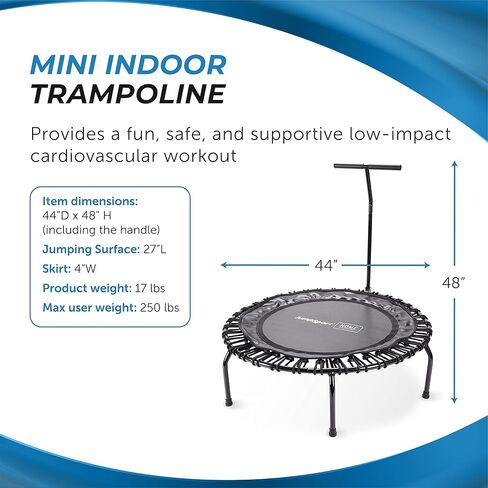 Stamina Jumpsport Home Fitness Trampoline - ممارسة الترامبولين للبالغين - اللياقة البدنية للتمرين المنزلي - سعة وزن تصل إلى 250 رطلاً in Kuwait