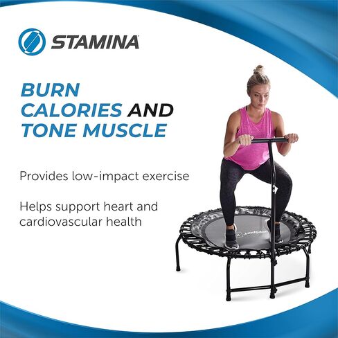 Stamina Jumpsport Home Fitness Trampoline - ممارسة الترامبولين للبالغين - اللياقة البدنية للتمرين المنزلي - سعة وزن تصل إلى 250 رطلاً in Kuwait