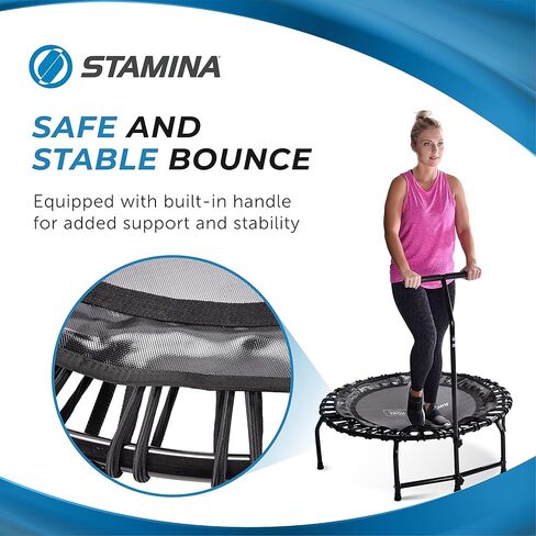 Stamina Jumpsport Home Fitness Trampoline - ممارسة الترامبولين للبالغين - اللياقة البدنية للتمرين المنزلي - سعة وزن تصل إلى 250 رطلاً in Kuwait