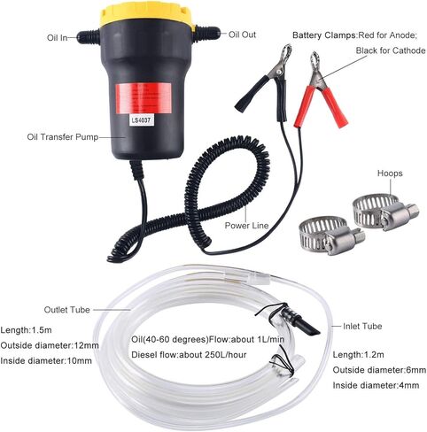 مستخرج مضخة تغيير الزيت من Xeternity، 12 فولت 60 وات، مستخرج مضخة زيت الديزل، مضخة تغيير الزيت، مضخة نقل الشفط + أنابيب، شاحنة RV، قارب ATV وغيرها من المركبات in Kuwait
