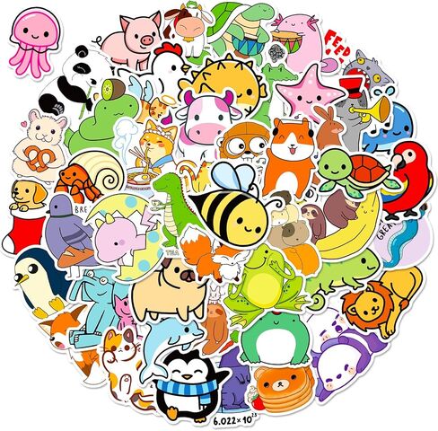 100Pcs Stickers for Kids - Cute Animal Stickers for Kids Water Bottles -Non-Repeating Tear-Resistant Waterproof Vinyl Waterproof Stickers for Water Bottles Waterproof, Reusable Residue-Free Stickers in Kuwait