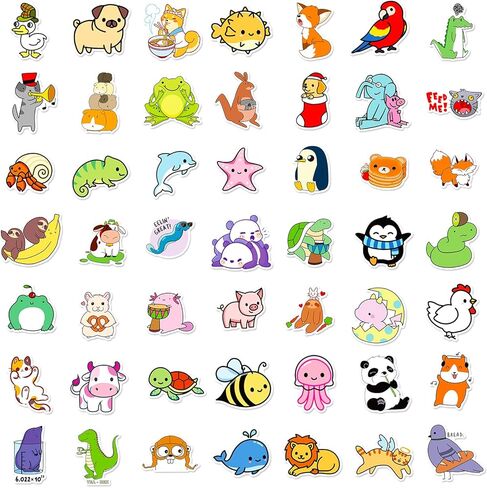 100Pcs Stickers for Kids - Cute Animal Stickers for Kids Water Bottles -Non-Repeating Tear-Resistant Waterproof Vinyl Waterproof Stickers for Water Bottles Waterproof, Reusable Residue-Free Stickers in Kuwait