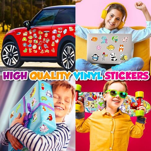 100Pcs Stickers for Kids - Cute Animal Stickers for Kids Water Bottles -Non-Repeating Tear-Resistant Waterproof Vinyl Waterproof Stickers for Water Bottles Waterproof, Reusable Residue-Free Stickers in Kuwait