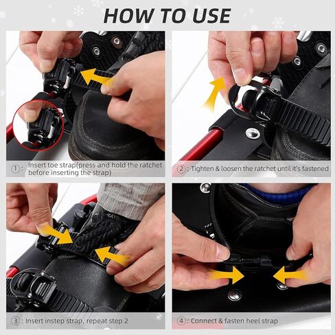 أحذية ثلج 4 في 1 من NACATIN للنساء والرجال والشباب والأطفال مع أغطية أرجل ثلجية مقاومة للماء، وأعمدة الرحلات وحقيبة حمل، أحذية ثلج مقاس 21 بوصة/25 بوصة/30 بوصة in Kuwait