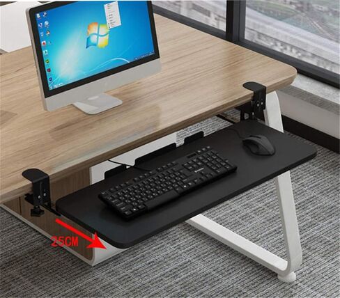 مشبك على صينية لوحة المفاتيح أسفل المكتب، صينية لوحة مفاتيح قابلة للسحب وقابلة للتعديل، مقاس 29.5 بوصة × 10 بوصة للمنزل أو المكتب in Kuwait