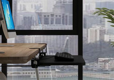 مشبك على صينية لوحة المفاتيح أسفل المكتب، صينية لوحة مفاتيح قابلة للسحب وقابلة للتعديل، مقاس 29.5 بوصة × 10 بوصة للمنزل أو المكتب in Kuwait