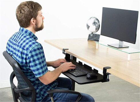 مشبك على صينية لوحة المفاتيح أسفل المكتب، صينية لوحة مفاتيح قابلة للسحب وقابلة للتعديل، مقاس 29.5 بوصة × 10 بوصة للمنزل أو المكتب in Kuwait