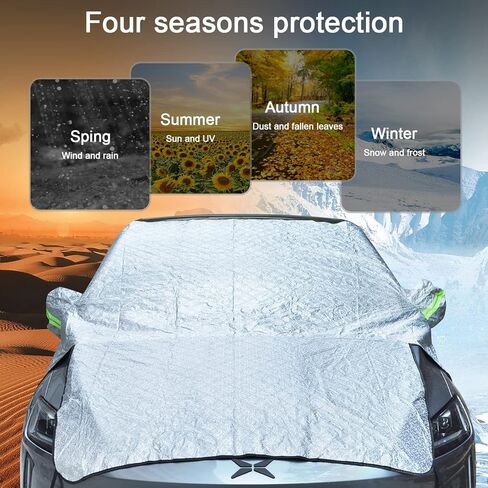 Large Car Windshield Cover for Ice and Snow,Sun Shade UV Protection Cover,Padded Cotton Aluminum Insulate Layer Car Frost Cover Fits Most Car 90.5inch*94.4inch*54.3inch With Extra Ice Scraper in Kuwait
