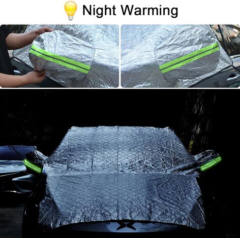 Large Car Windshield Cover for Ice and Snow,Sun Shade UV Protection Cover,Padded Cotton Aluminum Insulate Layer Car Frost Cover Fits Most Car 90.5inch*94.4inch*54.3inch With Extra Ice Scraper in Kuwait
