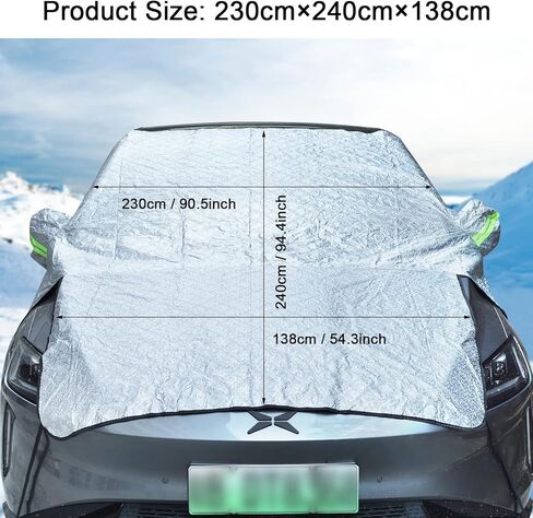 Large Car Windshield Cover for Ice and Snow,Sun Shade UV Protection Cover,Padded Cotton Aluminum Insulate Layer Car Frost Cover Fits Most Car 90.5inch*94.4inch*54.3inch With Extra Ice Scraper in Kuwait