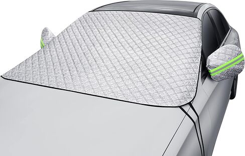 Extra Large Windshield Snow Cover for Ice & Sleet, Weatherproof for Winter, Multiple Anchors, Freeze Protector for Coupe Sedan Truck Van SUV, 63" x 49.6" inch (Black) in Kuwait