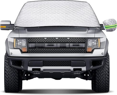 Extra Large Windshield Snow Cover for Ice & Sleet, Weatherproof for Winter, Multiple Anchors, Freeze Protector for Coupe Sedan Truck Van SUV, 63" x 49.6" inch (Black) in Kuwait