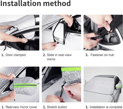 Extra Large Windshield Snow Cover for Ice & Sleet, Weatherproof for Winter, Multiple Anchors, Freeze Protector for Coupe Sedan Truck Van SUV, 63" x 49.6" inch (Black) in Kuwait