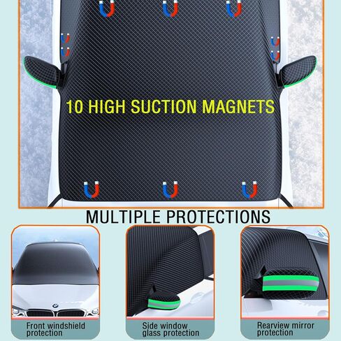 Large Car Windshield Cover for Ice and Snow,Automobile Snow Cover with Side Window and Rearview Mirror Protector,Universal for Most Vehicle, Car and SUV to Protect from Snow,Rain,Sun and Frost in Saudi Arabia