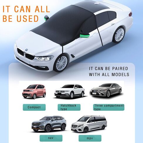 Large Car Windshield Cover for Ice and Snow,Automobile Snow Cover with Side Window and Rearview Mirror Protector,Universal for Most Vehicle, Car and SUV to Protect from Snow,Rain,Sun and Frost in Saudi Arabia